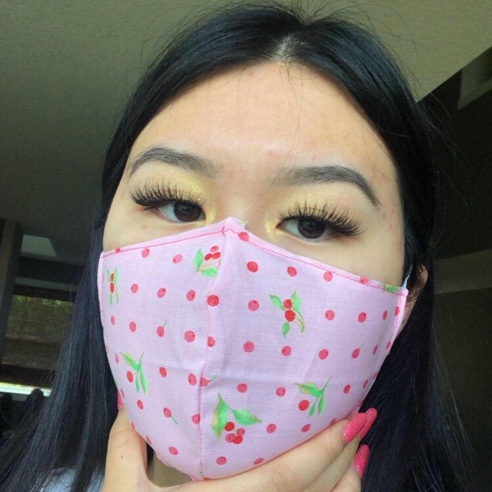 Pink Y2K Cherry Face Mask